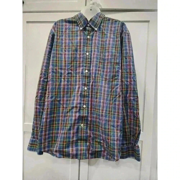 Nautica Shirt Mens XL Blue Plaid Long Sleeve Button Down Classic Cotton Blend - Picture 1 of 6